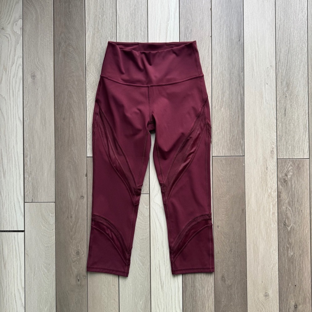 Lululemon Burgundy High-Waisted Crop Leggings | Size: 6 |
